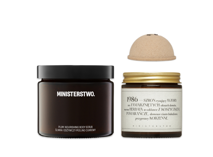 Zestaw 1986: świeca + peeling + półkula