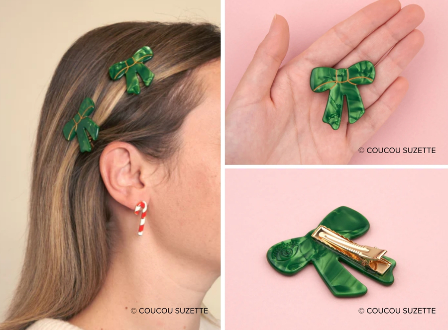 spinka do włosów - zielona kokarda COUCOU SUZETTE®