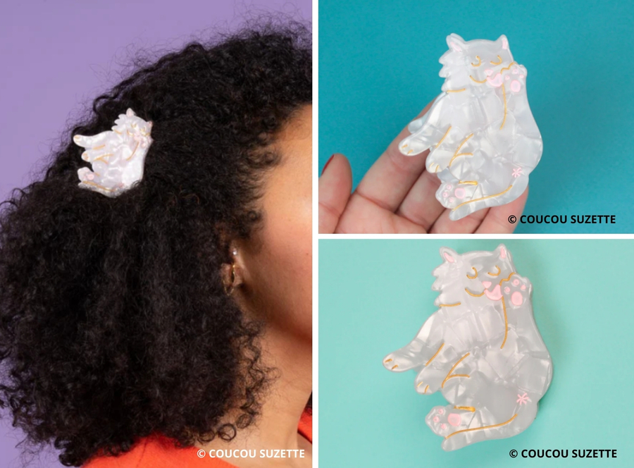 Klamra do włosów - biały kotek - COUCOU SUZETTE®